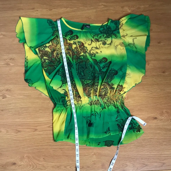 New Direction Green and yellow Blouse Size Medium - Picture 4 of 6